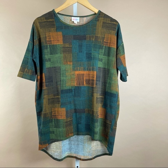 LuLaRoe Size XXS Abstract Earth Tones Fall Colors Irma Oversized Longline Tunic - Picture 1 of 5